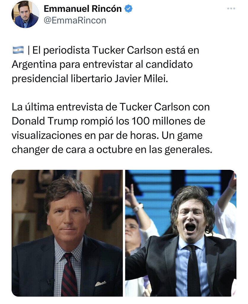 Tucker Carlson Entrevistar A Javier Milei En Argentina De Todo Un