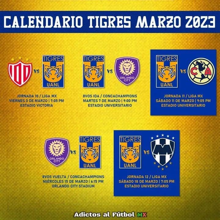 CALENDARIO PARA TIGRES - Los Tigres - MiForo